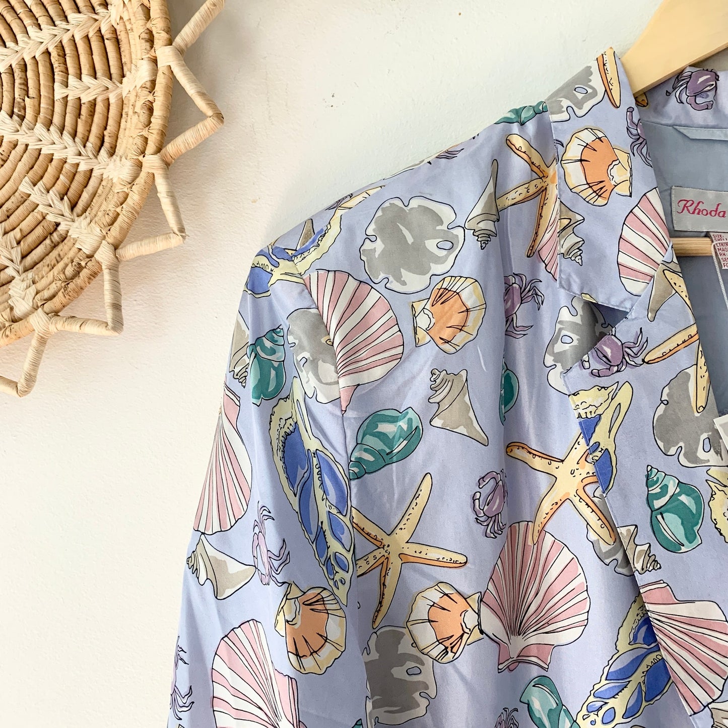 Rhonda Lynne Vintage 80s 90s  Silk Beach Sea shell Theme Relaxed Blazer Medium