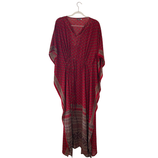 Earthbound Trading Company Burgundy Boho SILK Kaftan