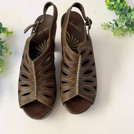 Dankso Rowena Leather Heel Clog Sandals Size 41 9.5-10