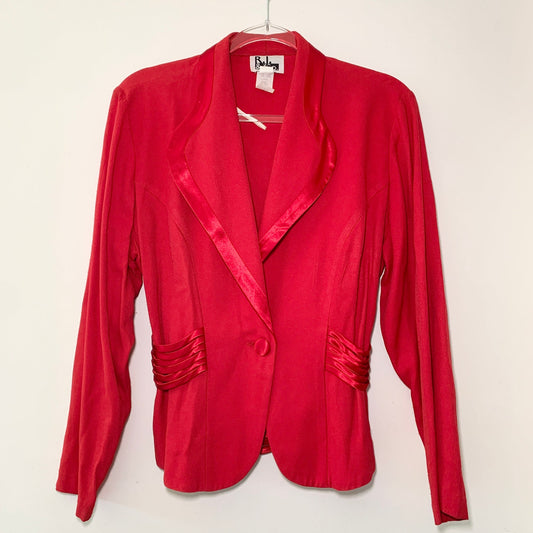 RJ & Co Vintage Red Satin Blazer 10 Medium