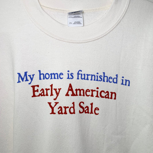 Yard Sale Graphic Crewneck White Sweatshirt