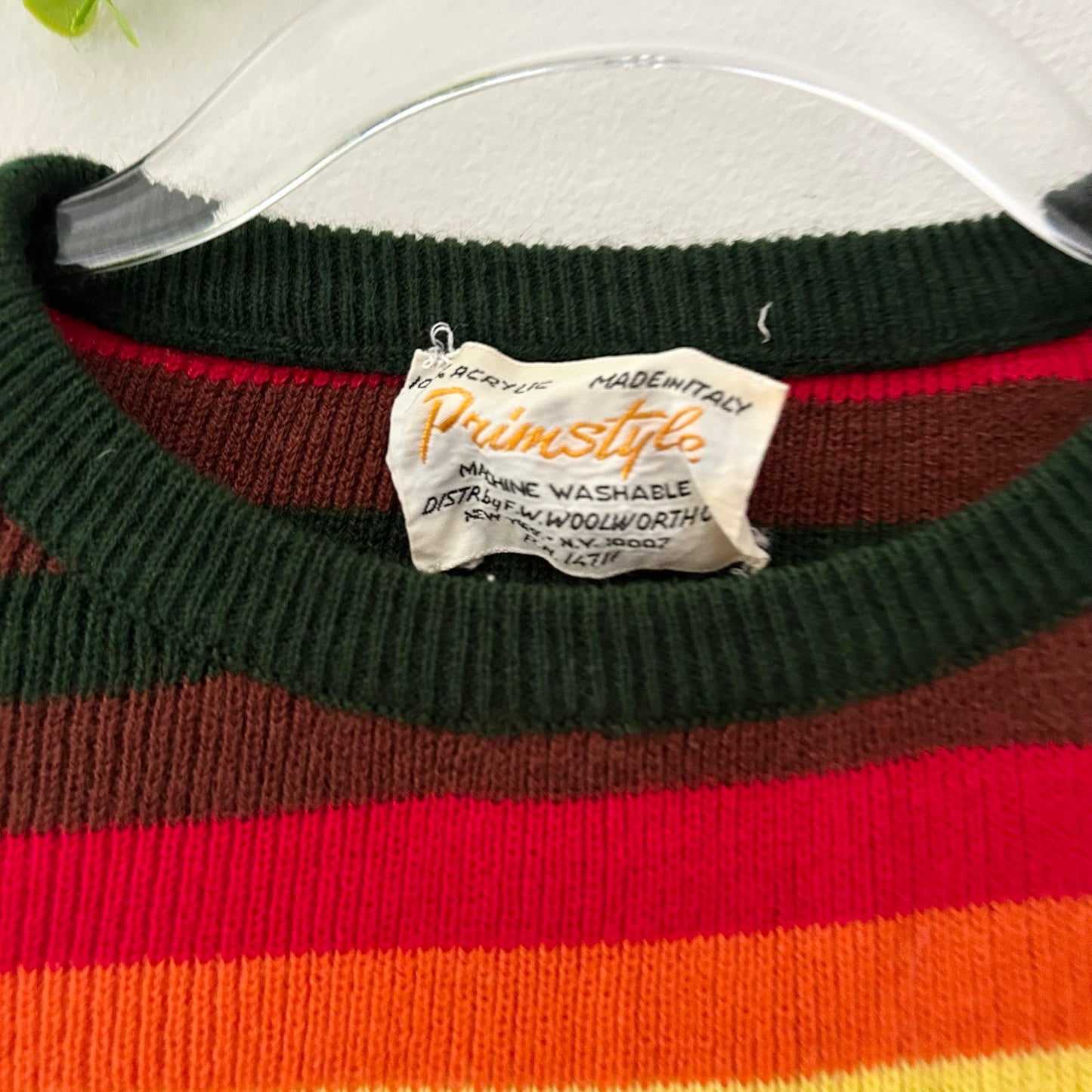 Vintage 1970s Primstyle Rainbow Stripe Woolworth Funky Sweater