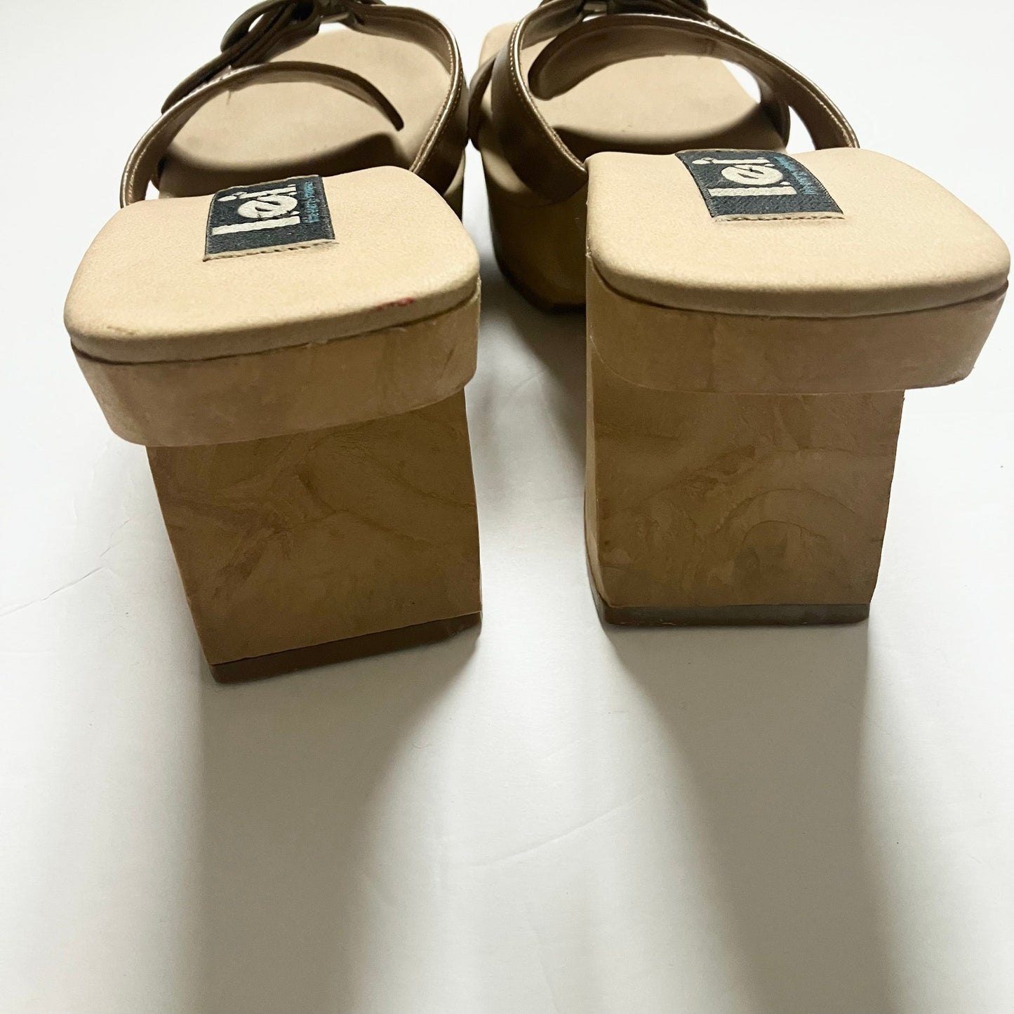 Vintage Y2K LEI Wedge Slip On Tan Sandals