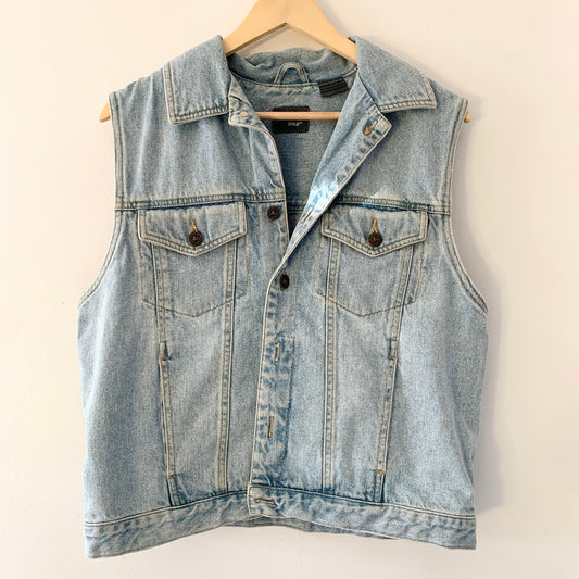 Liz Claiborne Wear Vintage Denim Jean Sleeveless Vest Blue Lightwash Medium