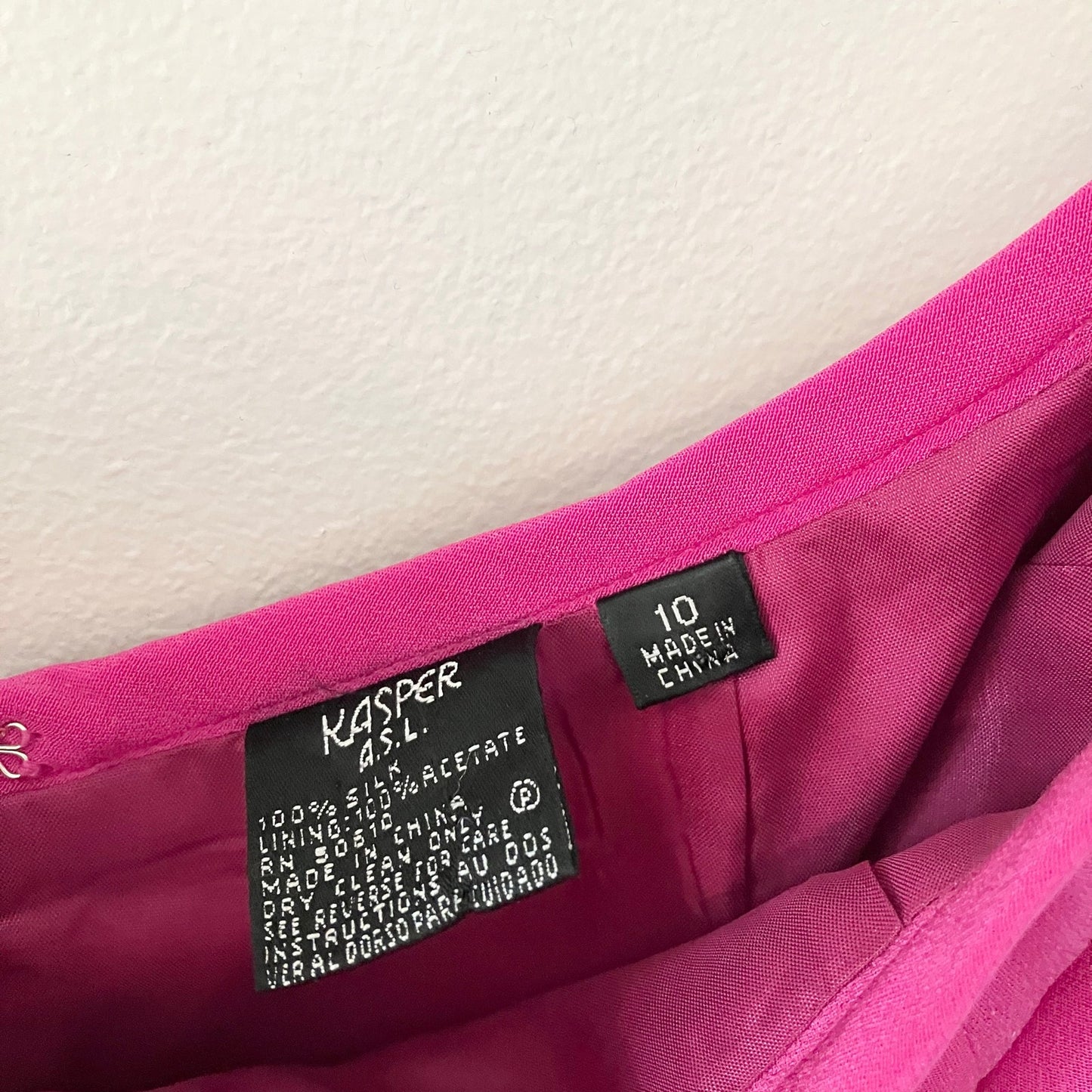 Vintage Kasper ASL Pink Purple Silk Pencil Skirt