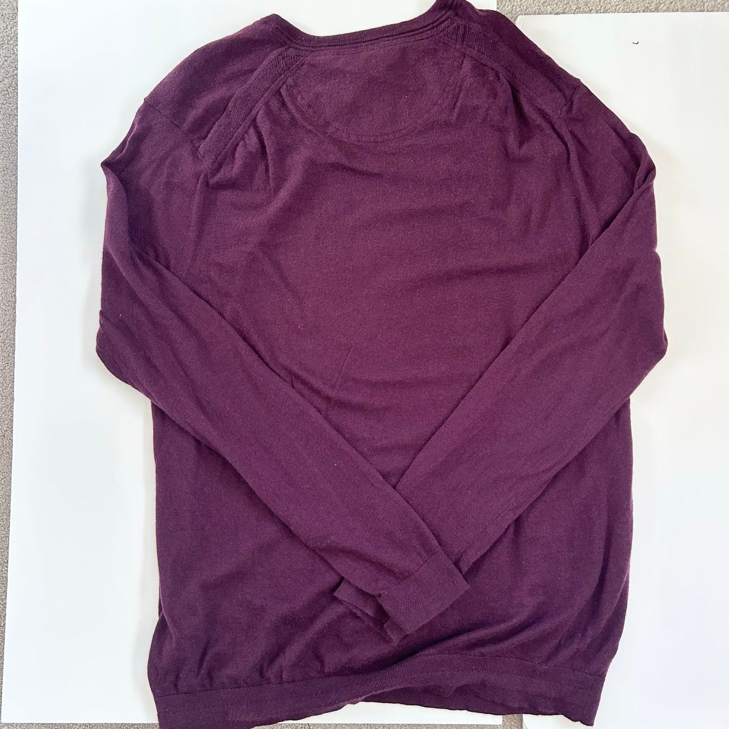 Ted Baker Wool Cashmere Silk Maroon Purple Plum Men's Pullover V Neck Sweater XL