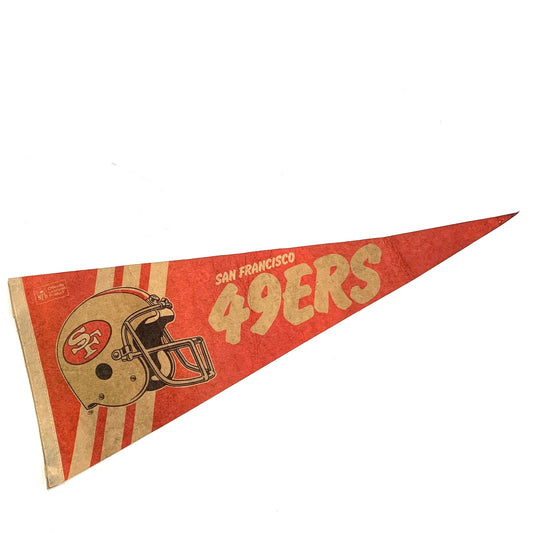 Vintage 1980s San Francisco 49ers Pennant Flag Orange Helmet