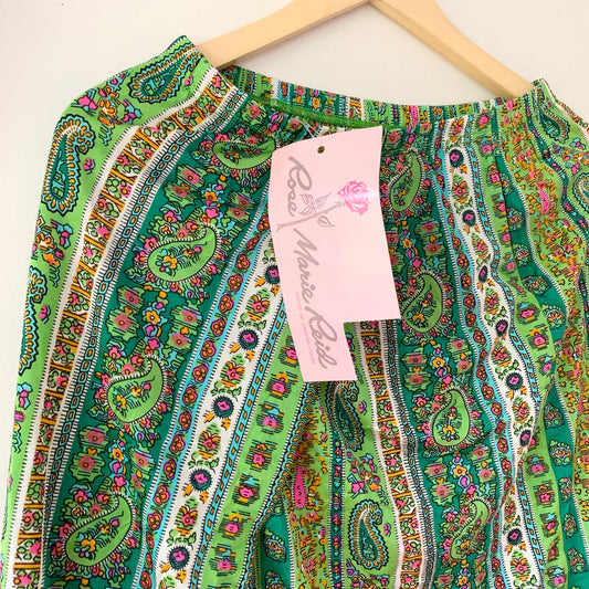 ROSE MARIE Reid Vintage 1970s 1960s Swim Maxi Skirt Cover Paisley Green Large