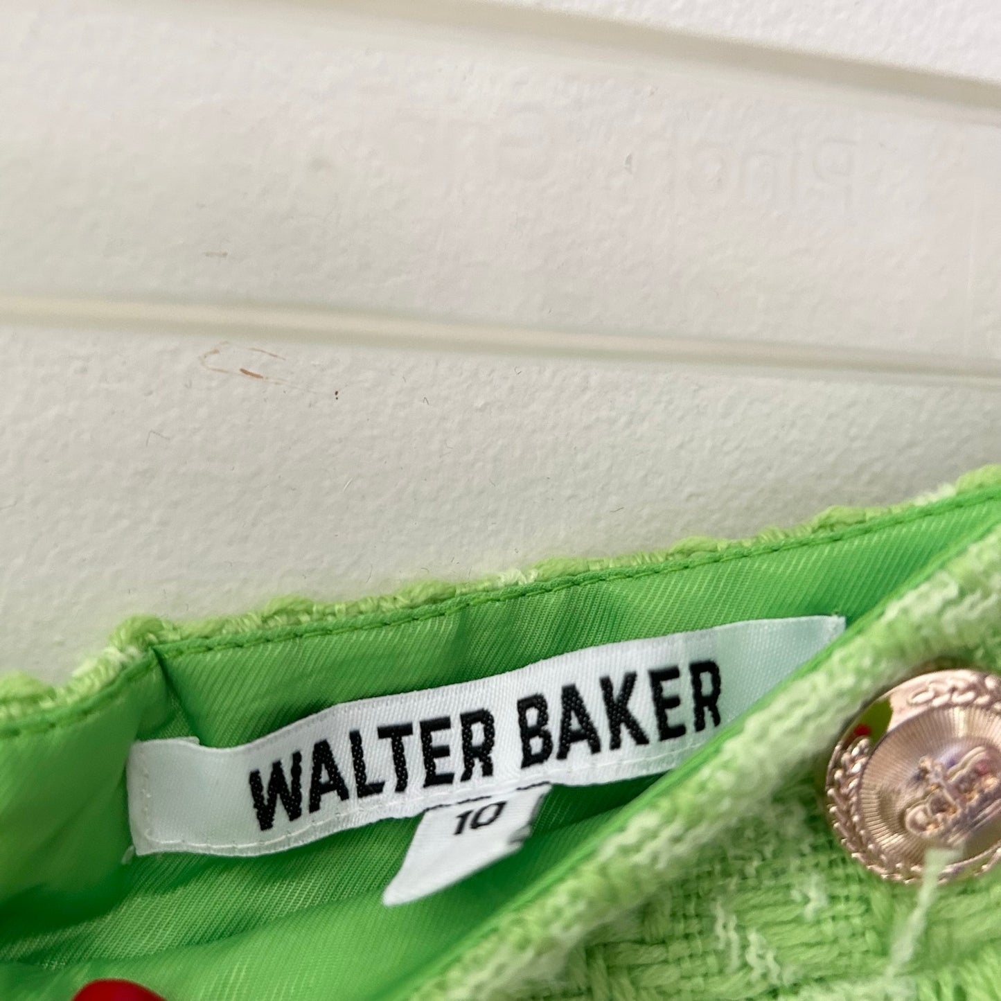 Walter Baker Laurette Tweed Chartreuse Lime Green Preppy Mini Skirt