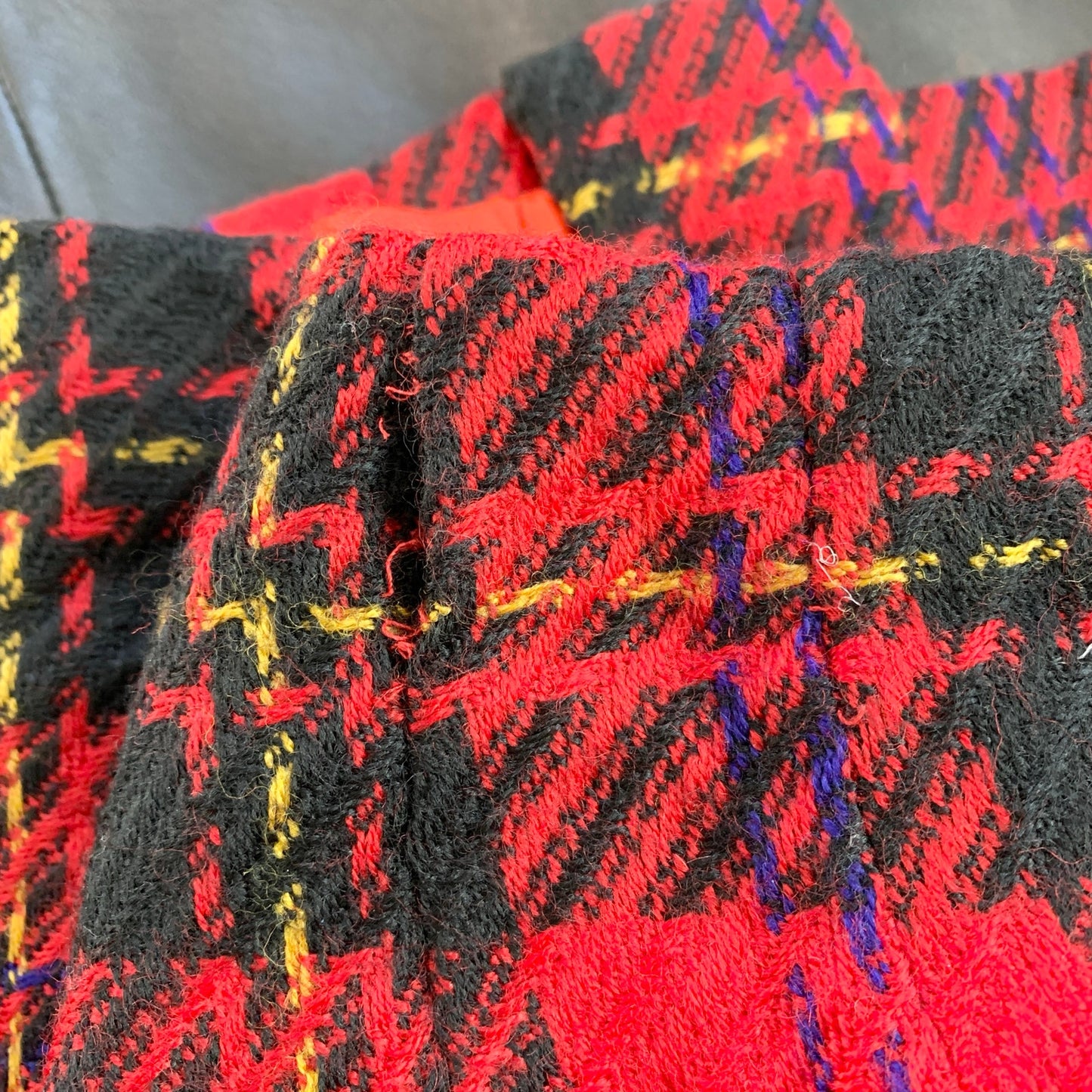 Vintage Tartan Red Plaid Pencil Wool Skirt Kasper ASL 12