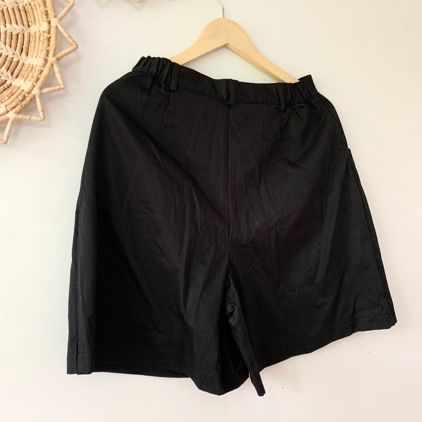 KAREN SCOTT Vintage 90s Black High Waisted Button Front Cotton Skort Skirt 10