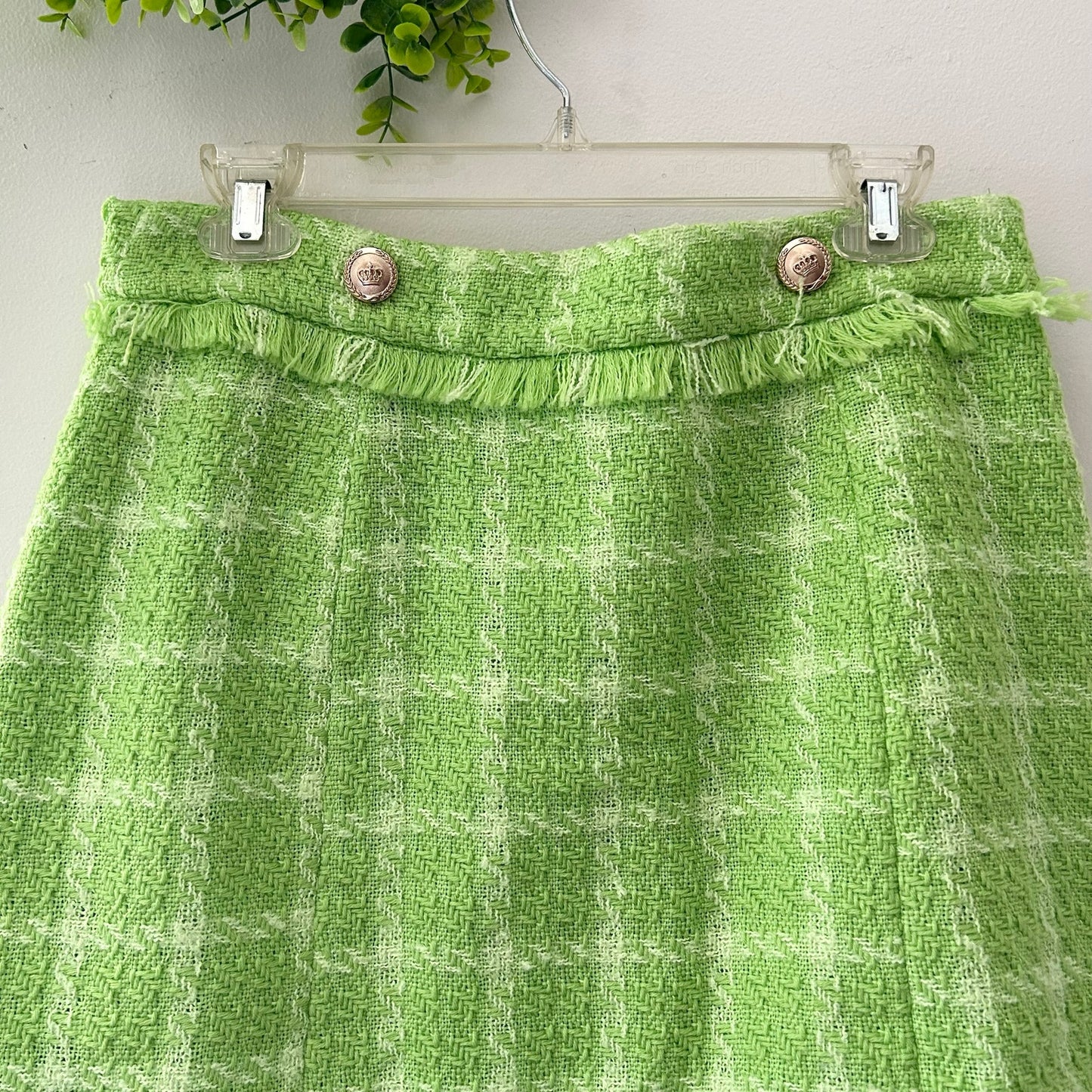 Walter Baker Laurette Tweed Chartreuse Lime Green Preppy Mini Skirt