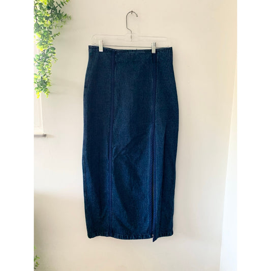 The Limited Vintage 90s Dark Denim Blue Jean Maxi Skirt