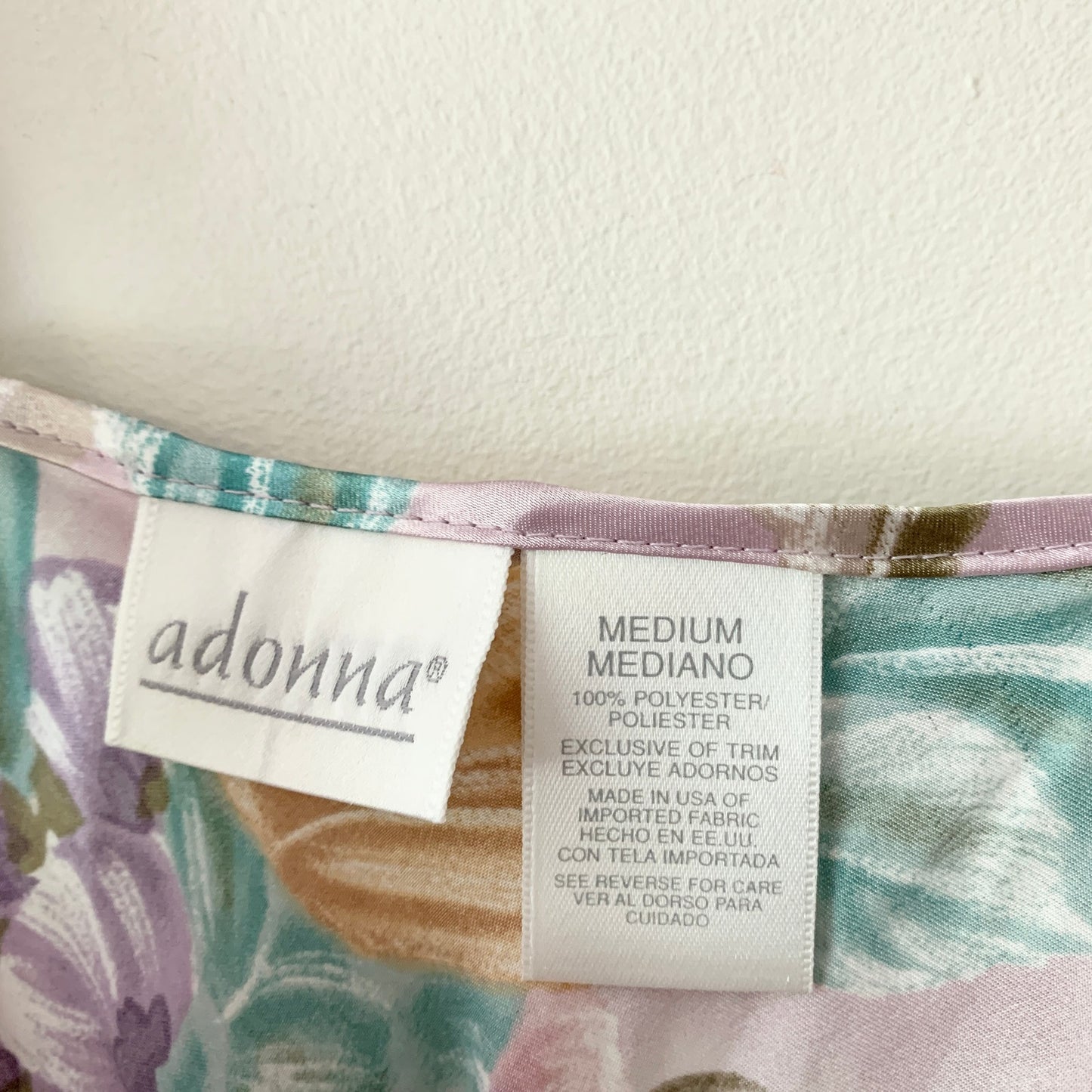 ADONNA Vintage Floral Slip Nightgown Sleepwear Teddy Pastel Medium New