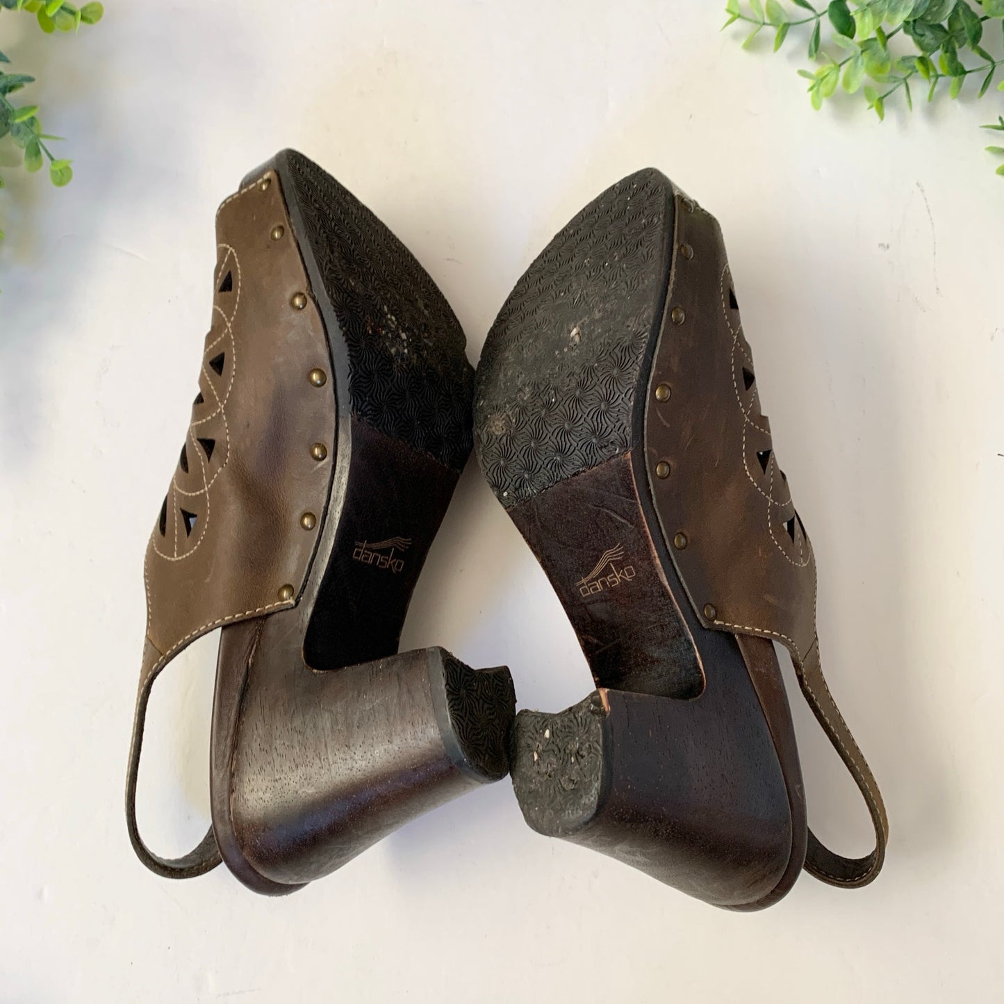 Dankso Rowena Leather Heel Clog Sandals Size 41 9.5-10