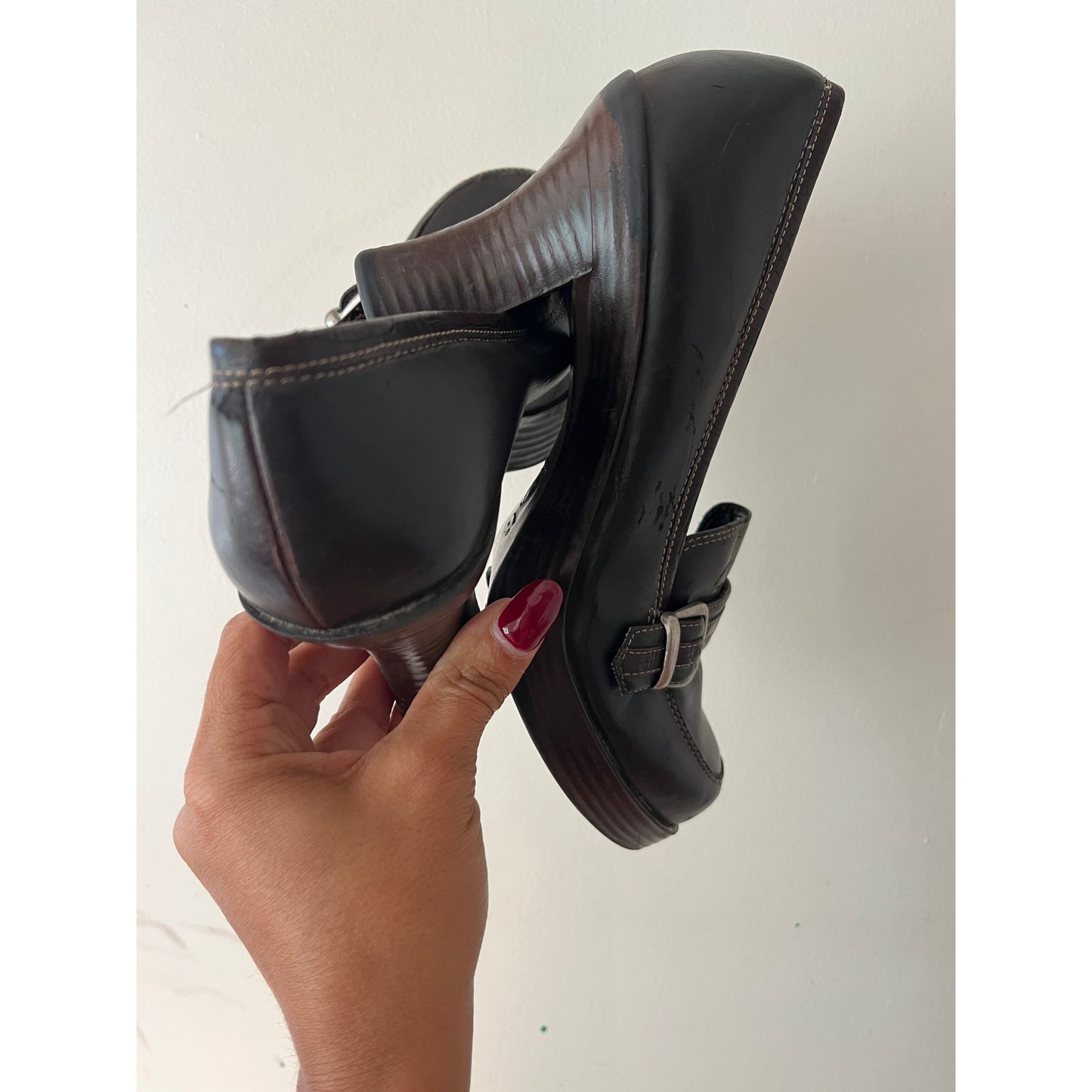 LEI Chunky Dark Brown Oxford Heel Shoes size 8.5 Y2K