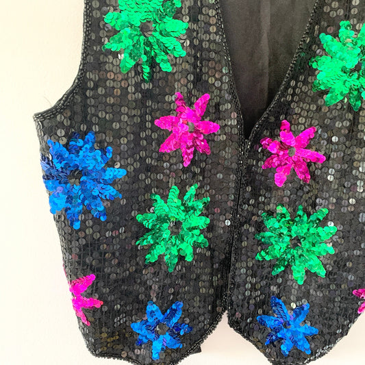 Vintage 1980s AJ Brand Sequined Party Floral Vest