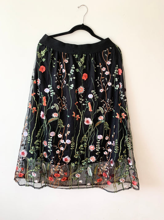 Zanzea Embroidered Floral Midi Skirt XXL