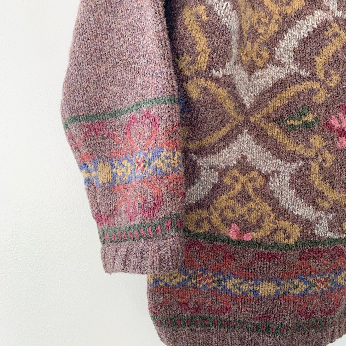 Express Vintage Brown Chunky Hand Knit Wool Mock Neck Sweater Small