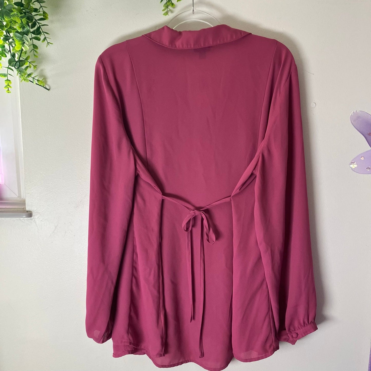 Torrid Harper Georgette Purple Mauve V Neck Back Tie Shirt Blouse New