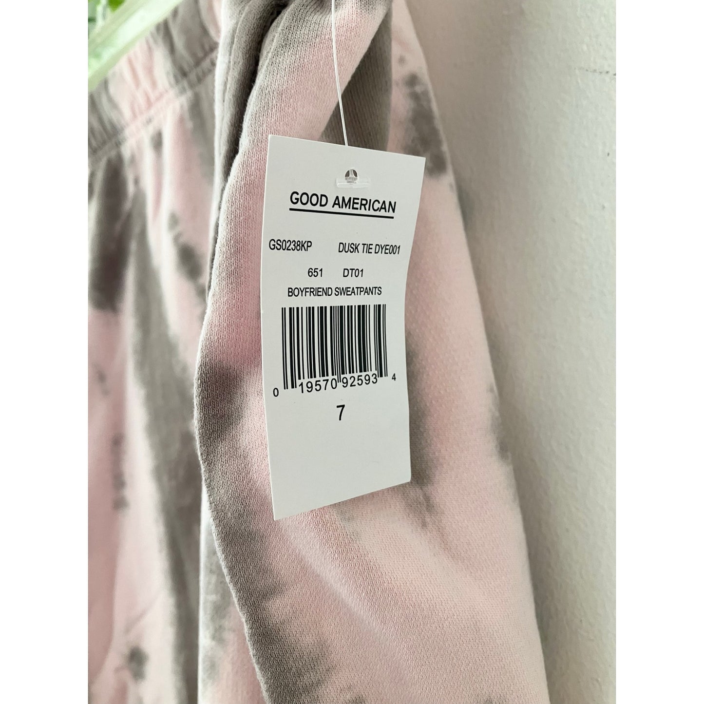 Good American Blush and Taupe Tie-Dye Boyfriend Sweatpants Size 7 4XL New