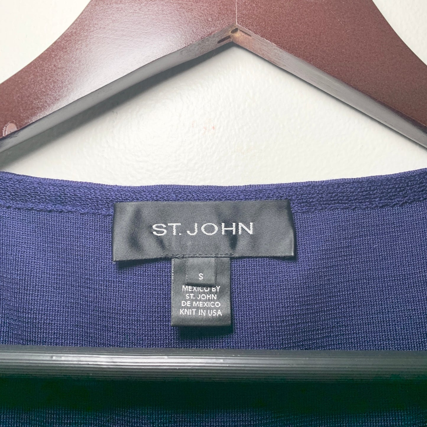 St. John Navy Blue Cap Sleeve Wool Blend Cowl Neck Top