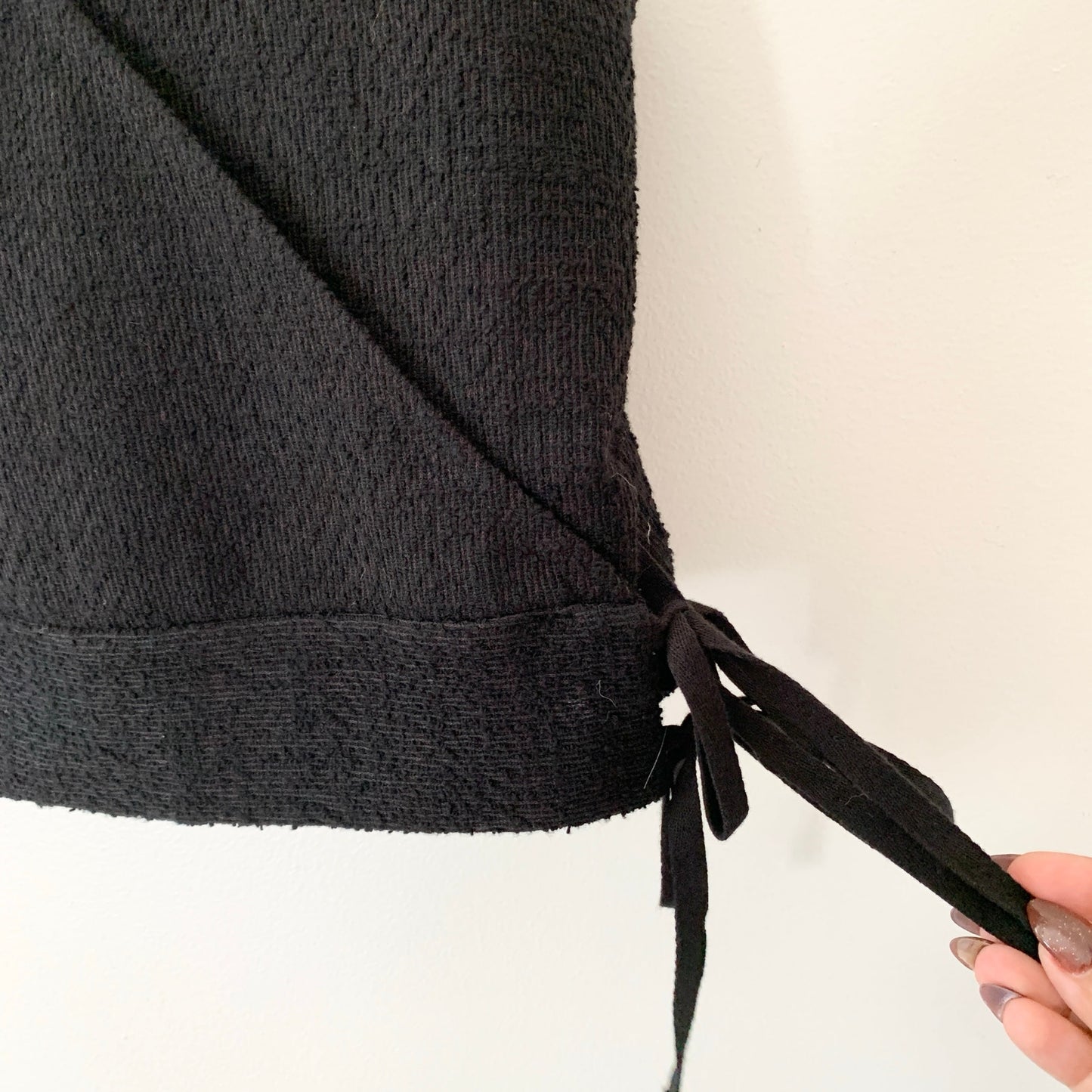 Madewell Chloe Cotton Blend Wrap Tank Top Black Shirt XS G6365