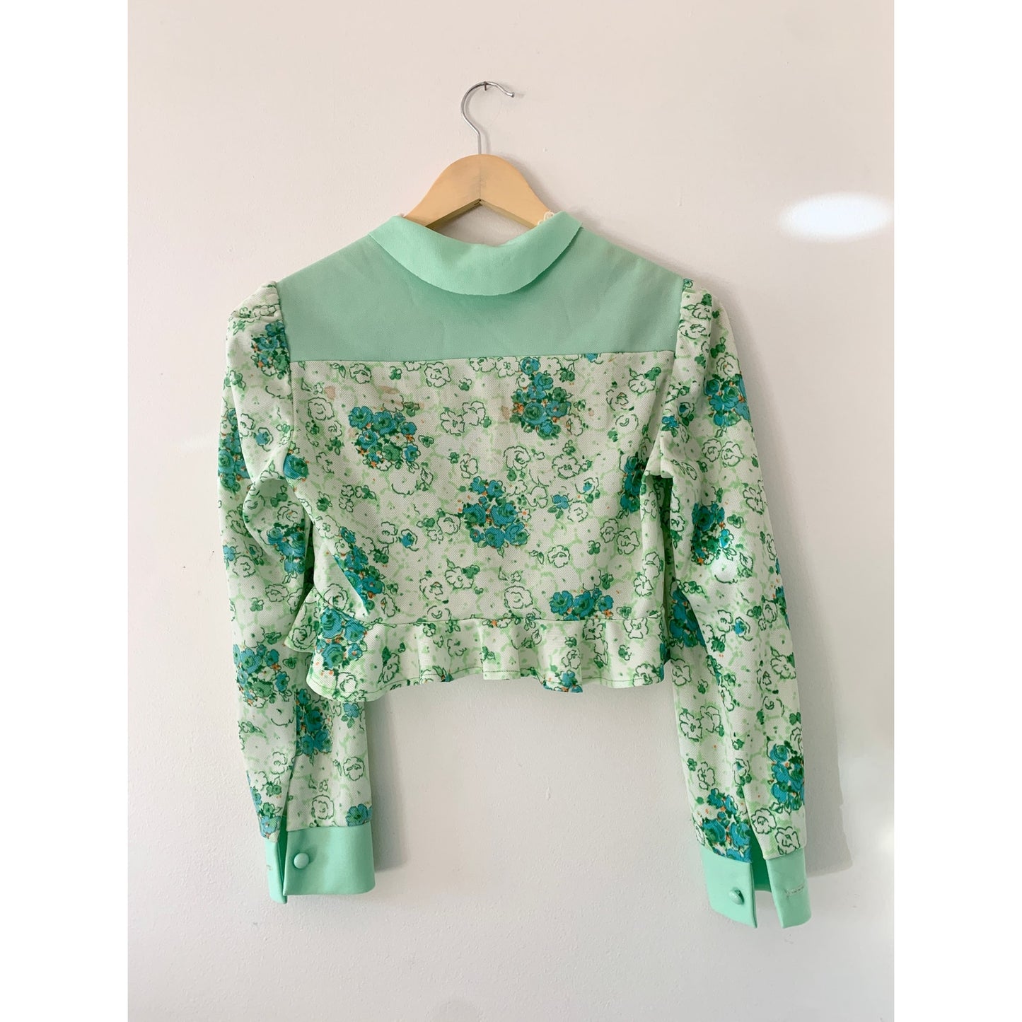 Vintage 1970s Union Made Mint Green Floral Halter Maxi Dress with Jacket