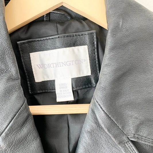 Vintage y2k Leather Jacket Black Worthington Large