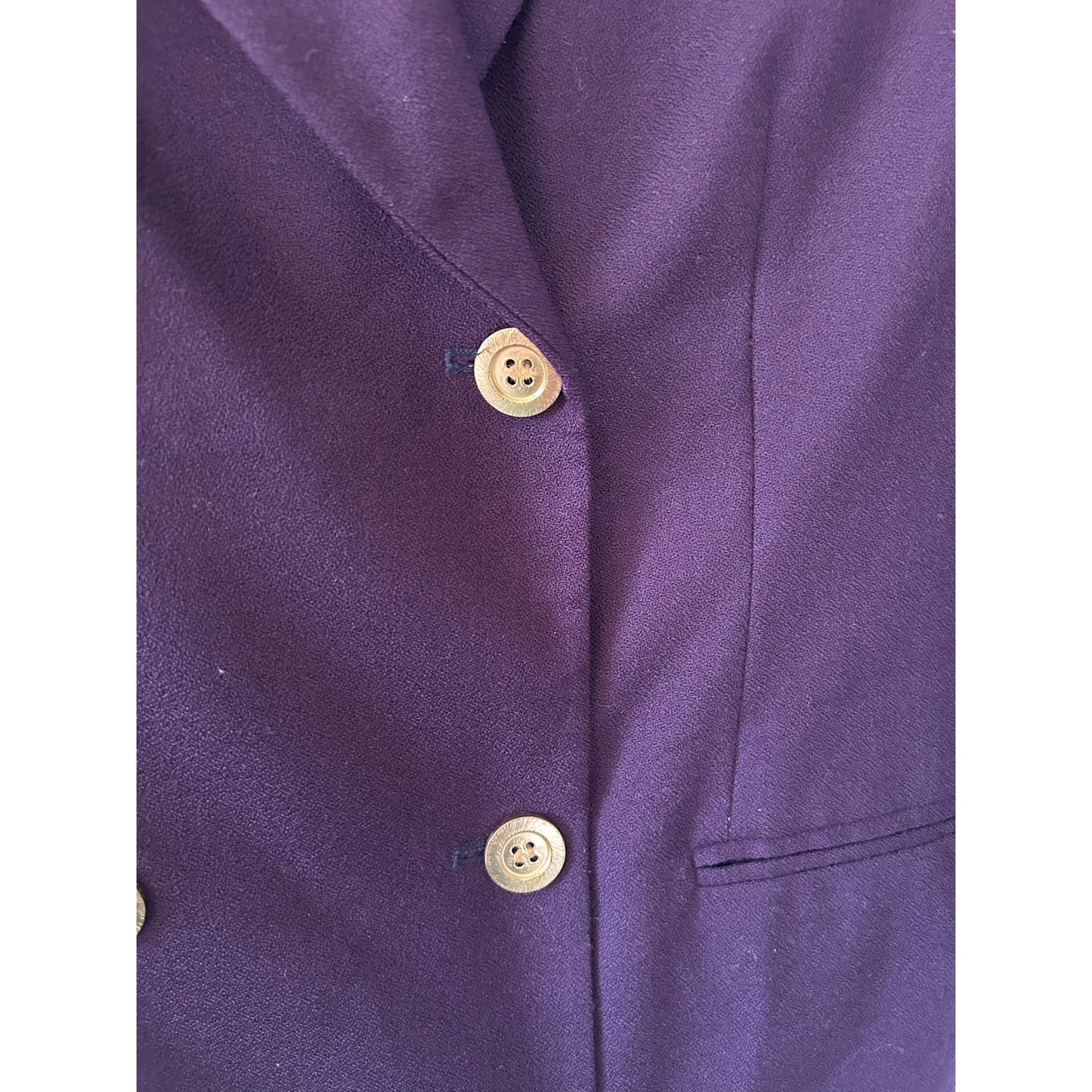 Harve Benard Petite Plum Purple Double Breasted Wool Vintage Long Blazer