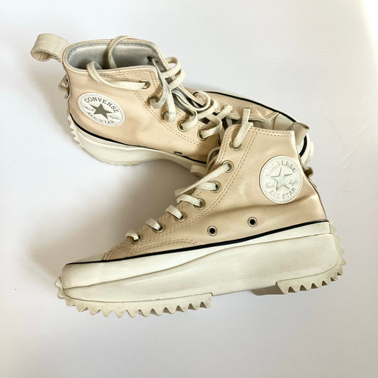 Converse Run Star Hike Platform Cream Two Tone Leather Sneakers Size 7 Women's