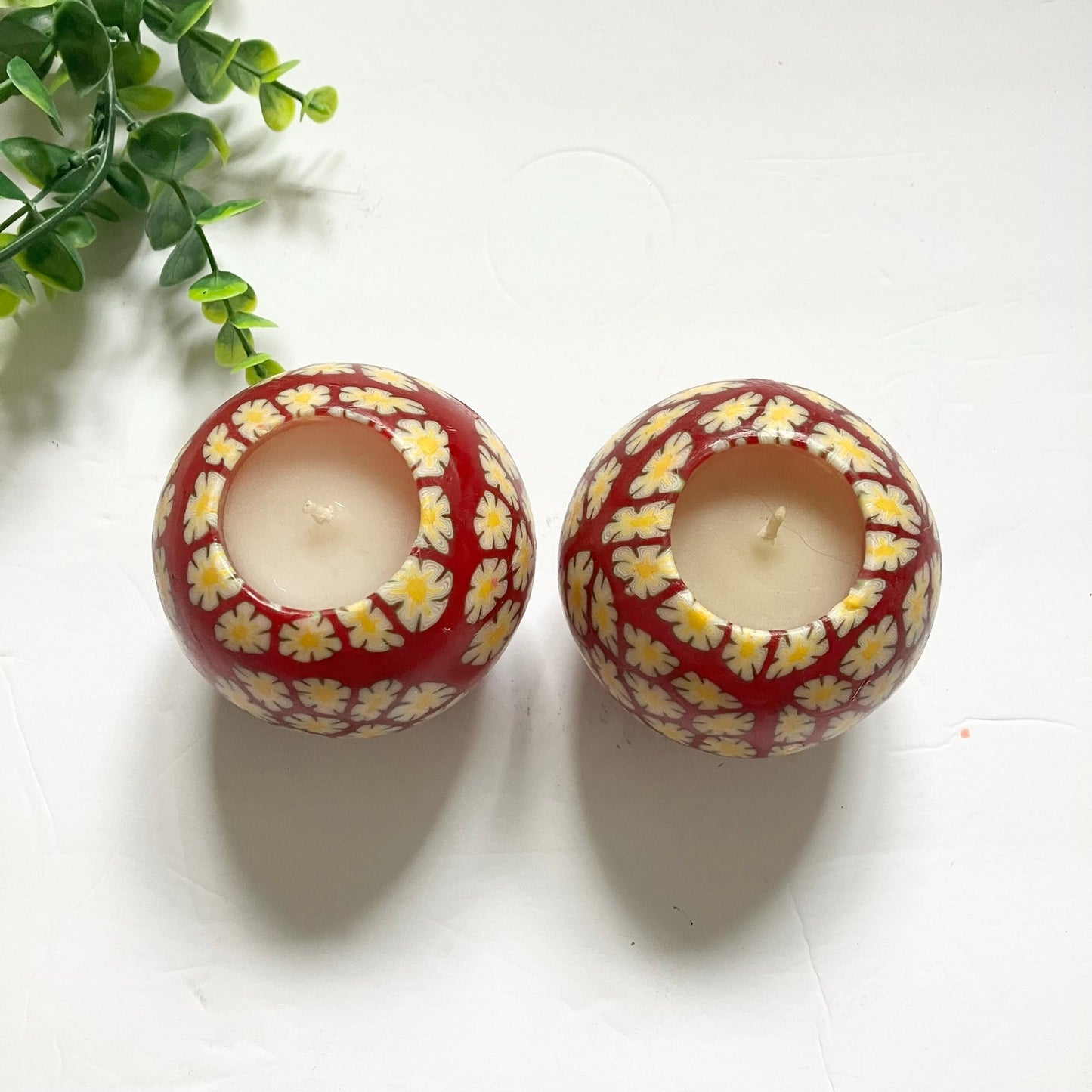 Vintage Moonlite Round Red Cream Candles