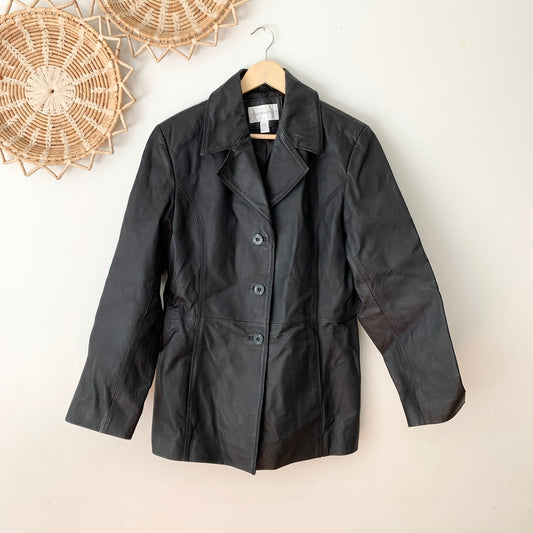 Vintage y2k Leather Jacket Black Worthington Large