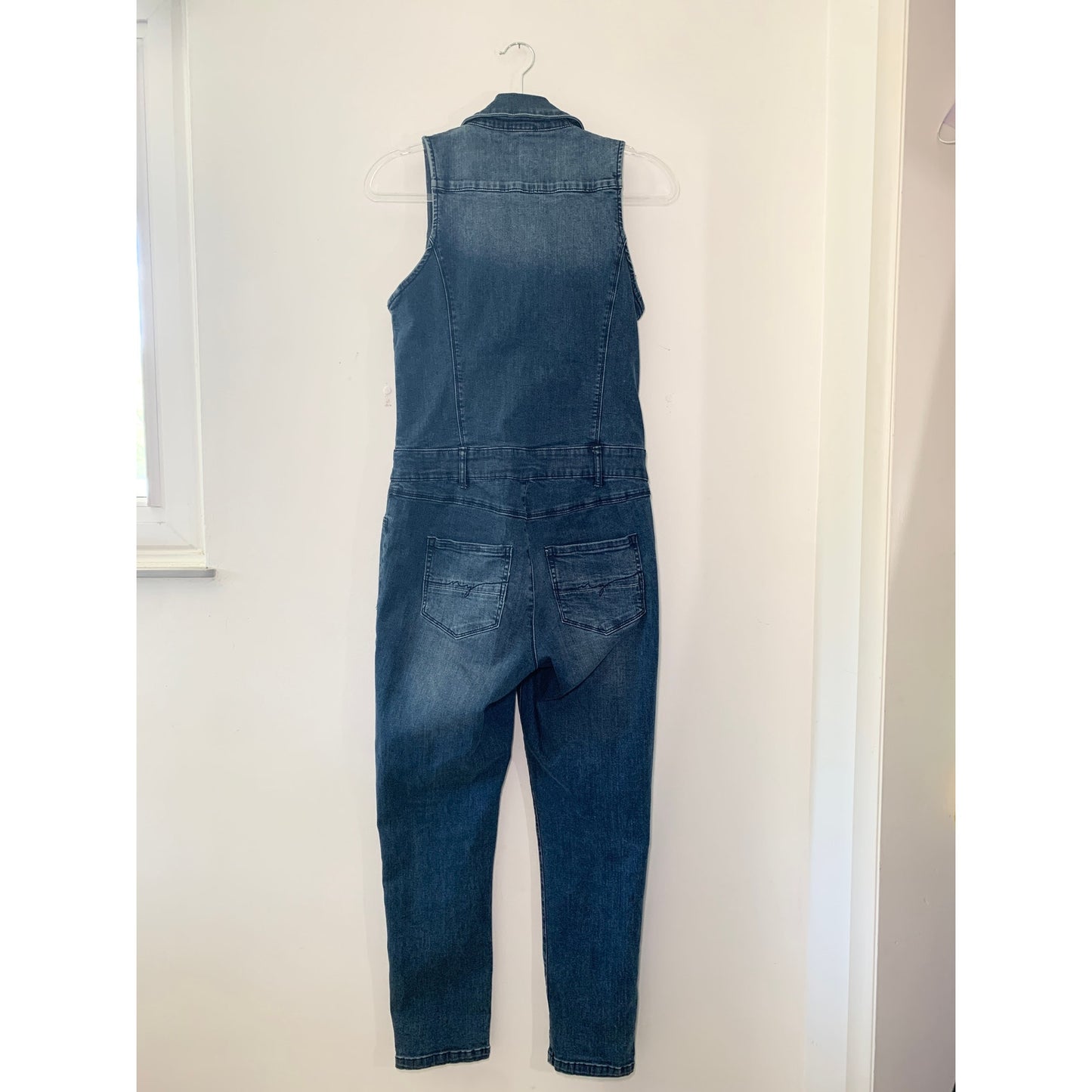 NY&Co Vintage One Piece Zip Front Denim Jean Y2K Style Jumpsuit