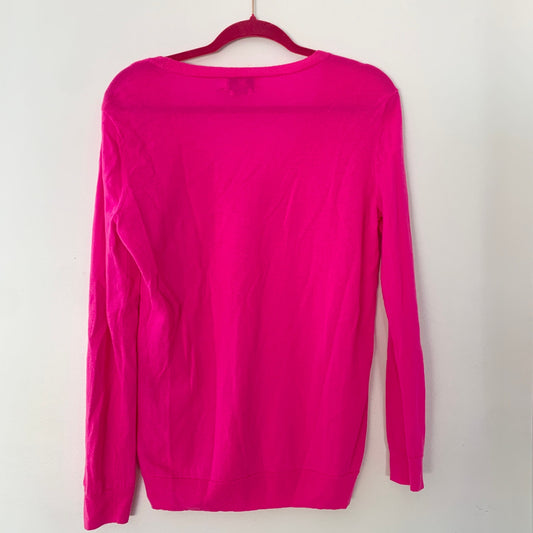 Vineyard Vines Hot Pink Fuchsia V-Neck Pullover Merino Wool Sweater Small