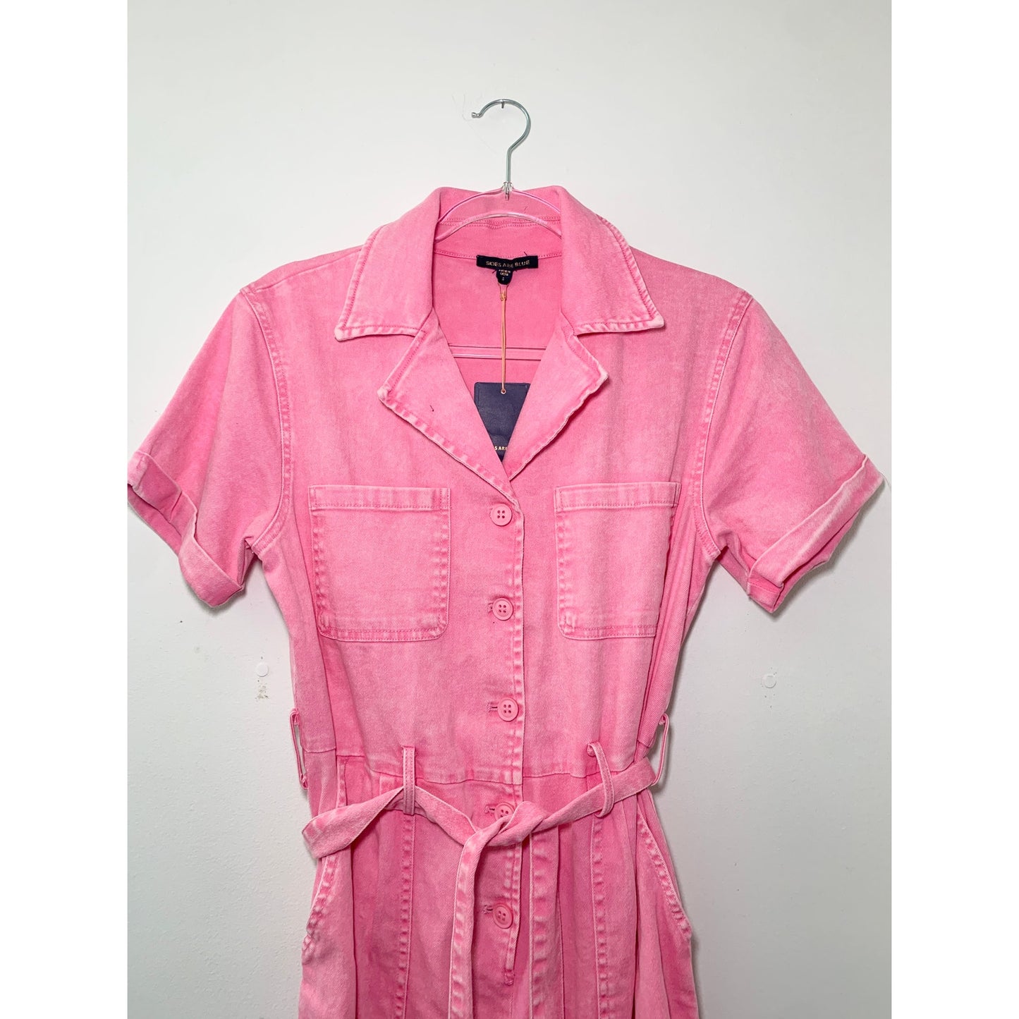 Skies are Blue Kendall Utility Bubblegum Pink Pant Jumpsuit