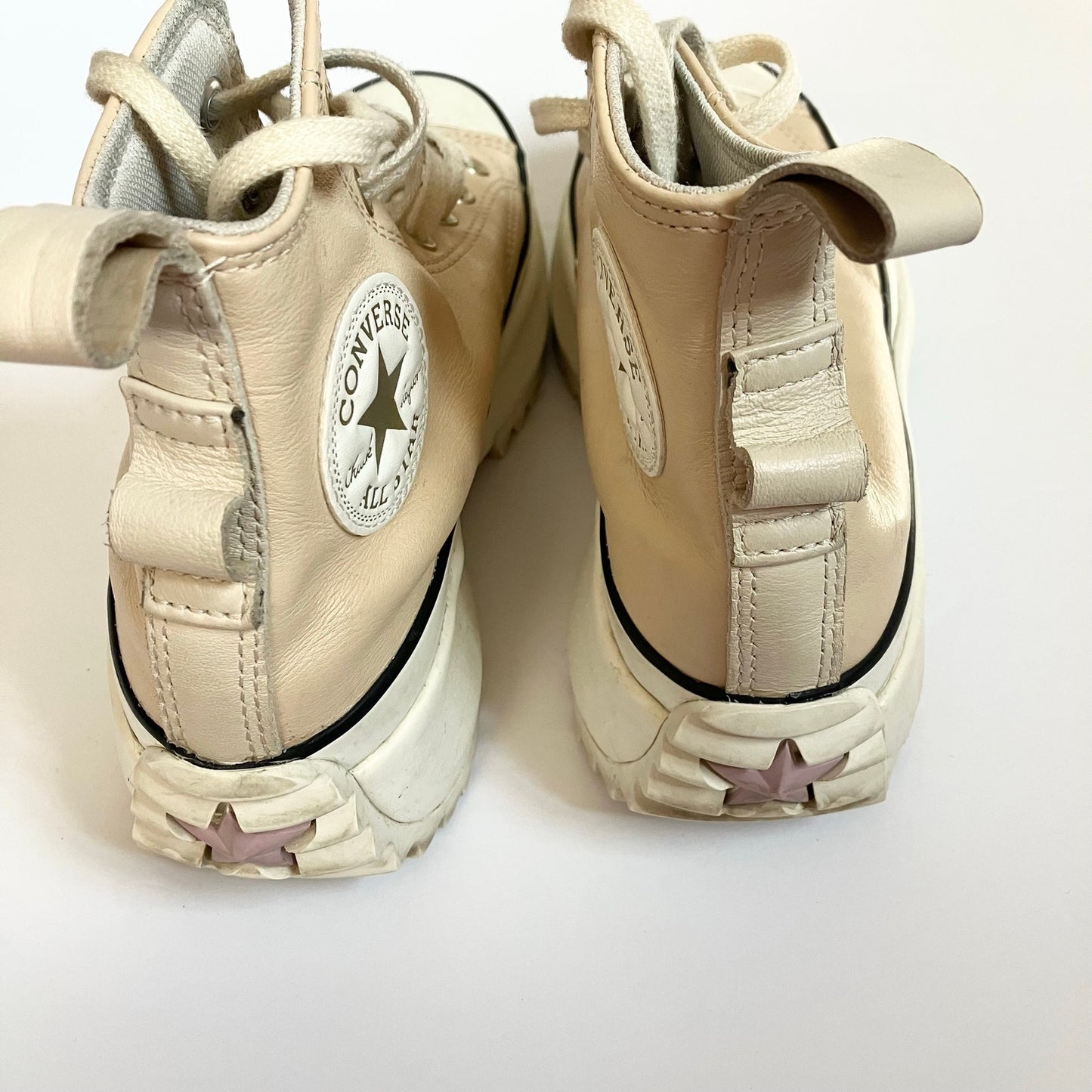 Converse Run Star Hike Platform Cream Two Tone Leather Sneakers Size 7 Women's