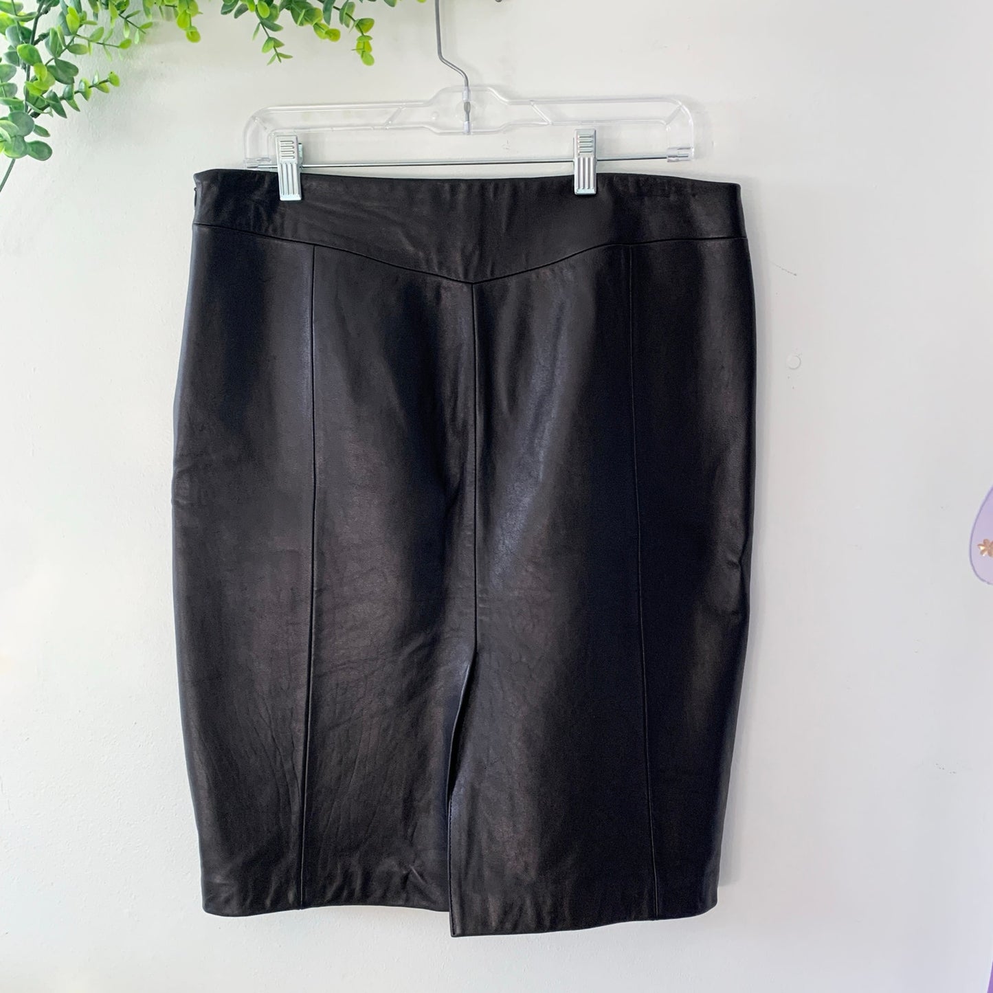 Antonio Melani Buttery Soft Leather Straight Pencil Skirt Black Medium