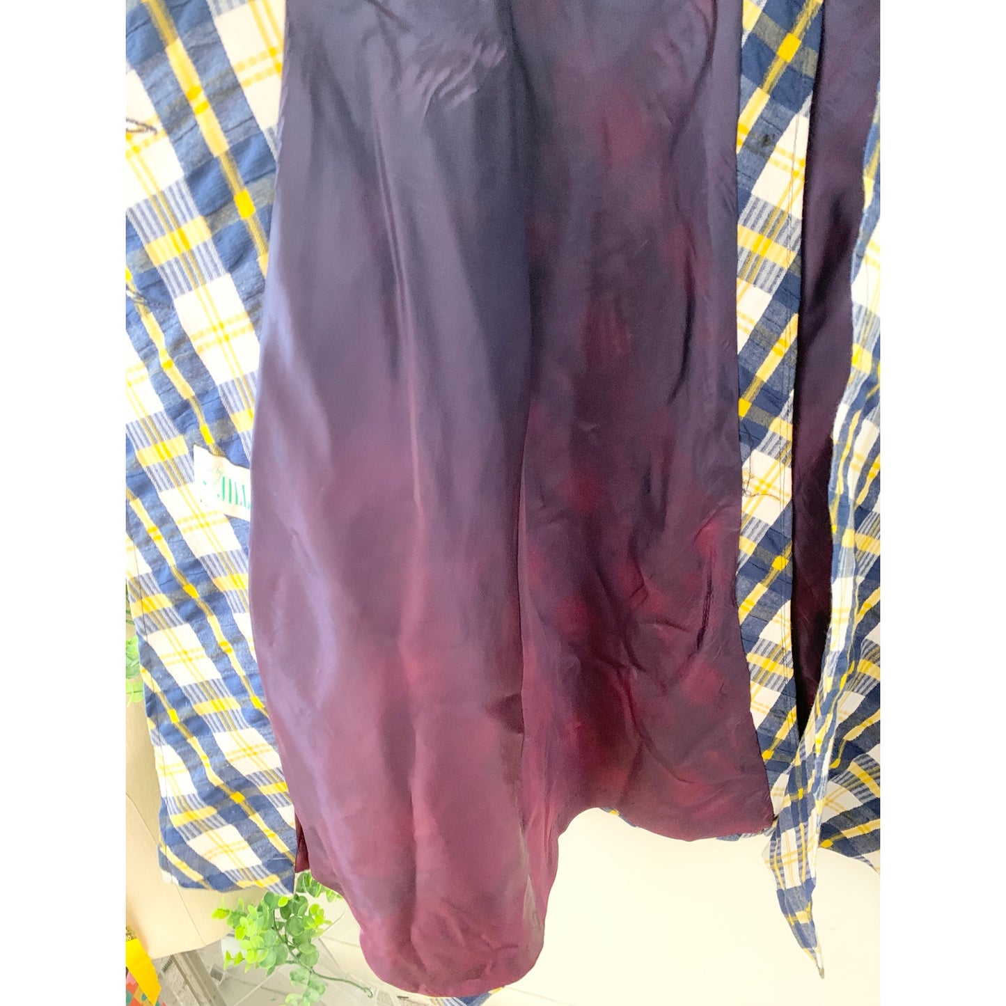 Vintage Jill Jr Union Made 1970s Trench Coat Yellow Blue Woven Union USA made