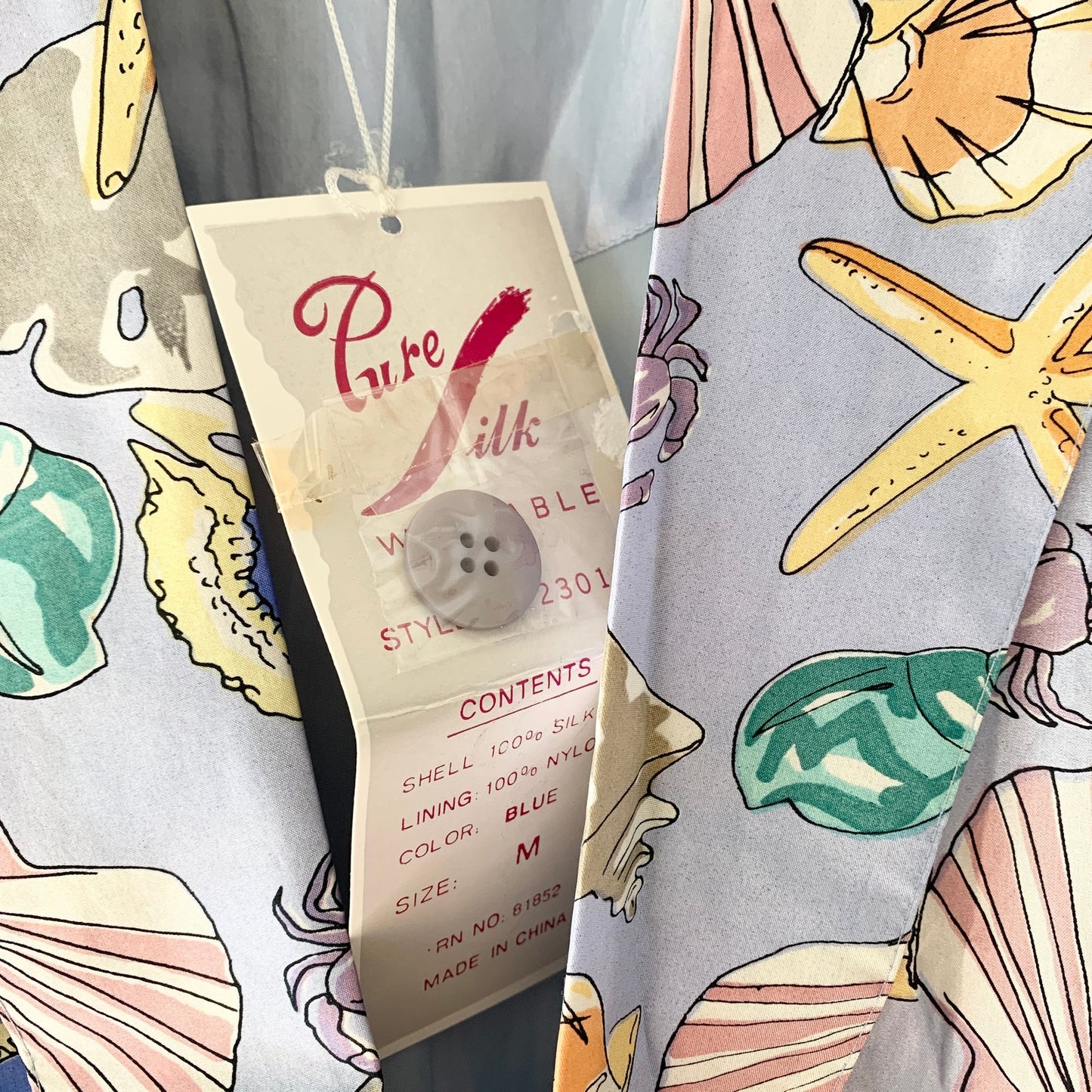 Rhonda Lynne Vintage 80s 90s  Silk Beach Sea shell Theme Relaxed Blazer Medium