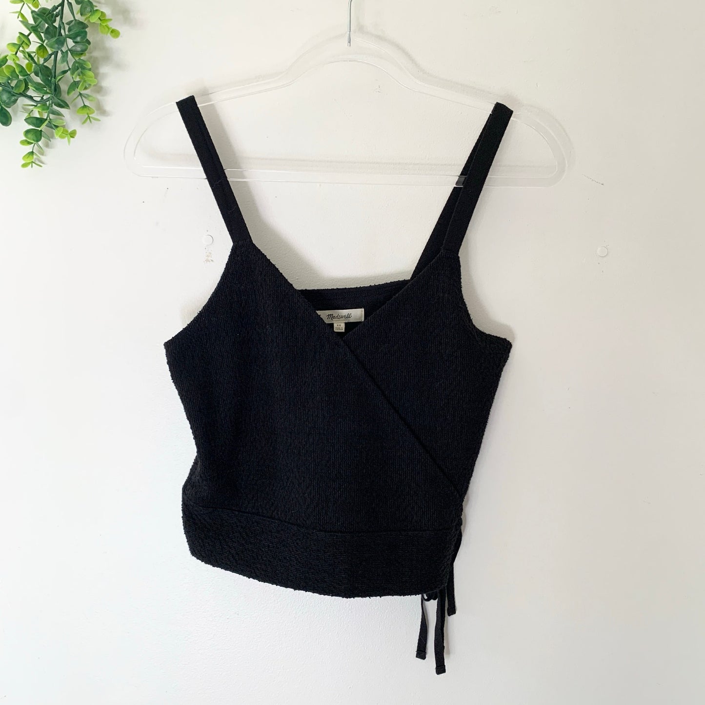 Madewell Chloe Cotton Blend Wrap Tank Top Black Shirt XS G6365