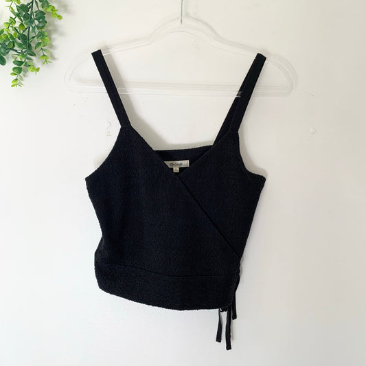 Madewell Chloe Cotton Blend Wrap Tank Top Black Shirt XS G6365