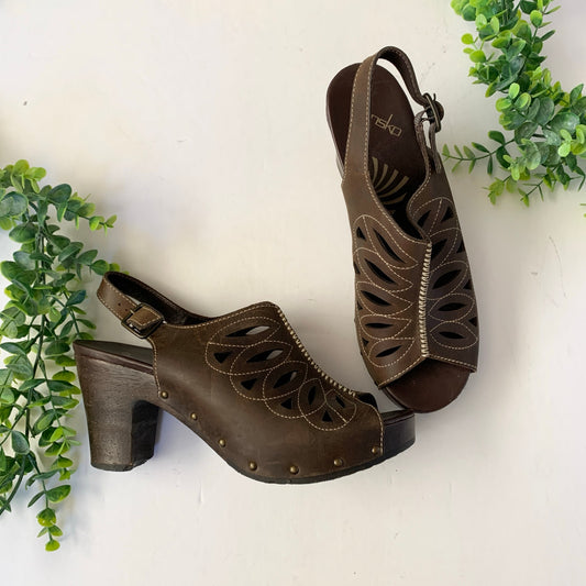 Dankso Rowena Leather Heel Clog Sandals Size 41 9.5-10
