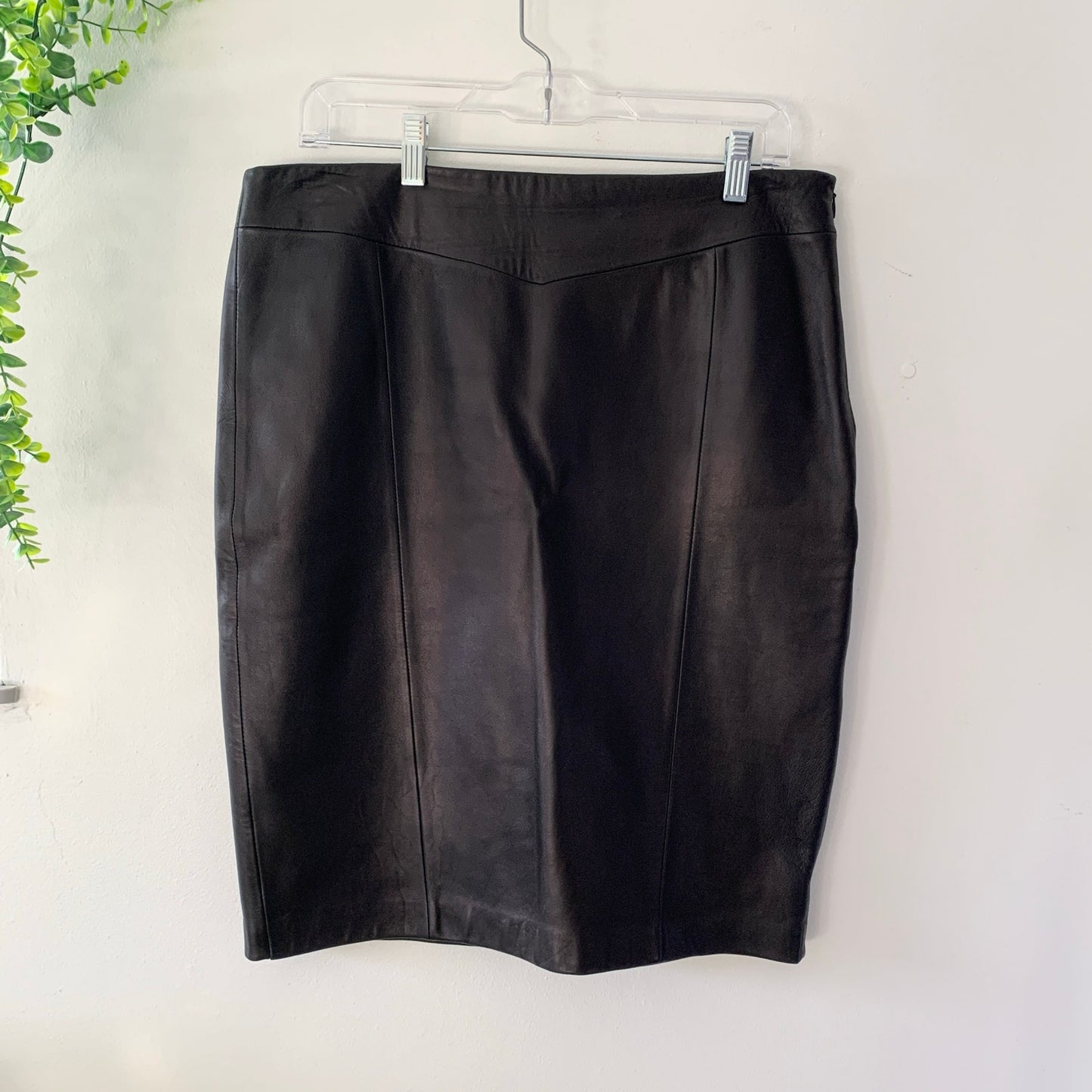 Antonio Melani Buttery Soft Leather Straight Pencil Skirt Black Medium