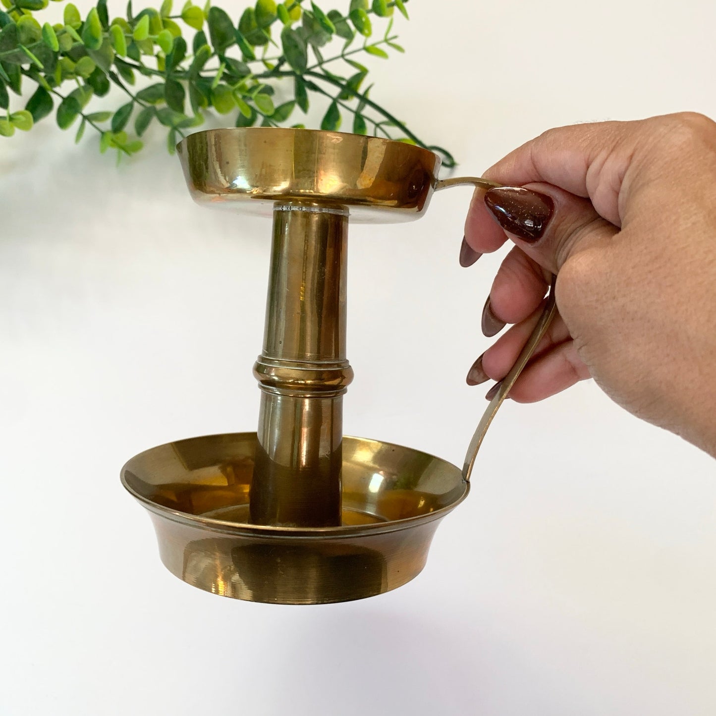 Vintage Brass Gold Candle Holder 6" with Handle