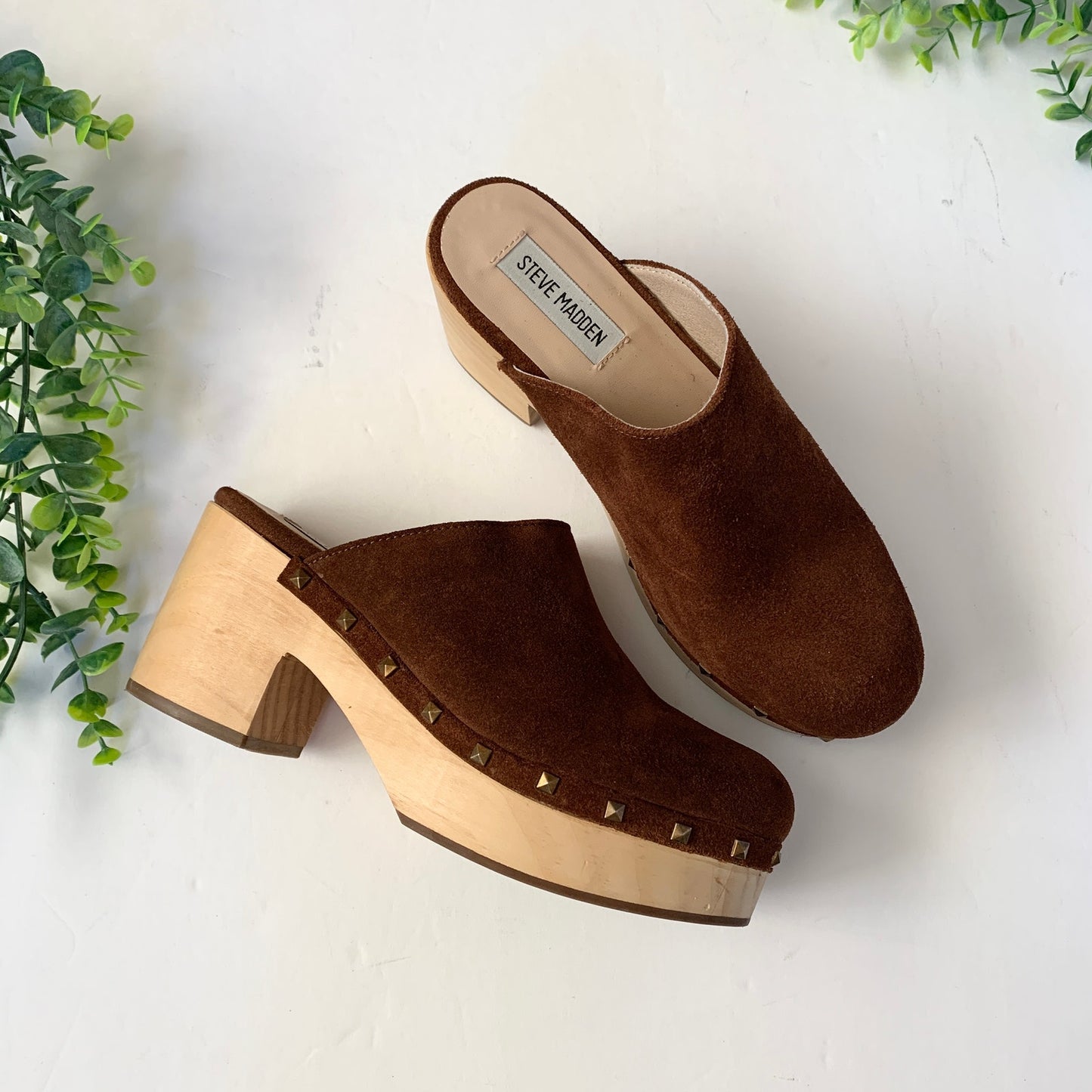 Suede Leather Brown Clogs - Steve Madden Brooklyn Fall Shoes