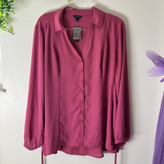 Torrid Harper Georgette Purple Mauve V Neck Back Tie Shirt Blouse New