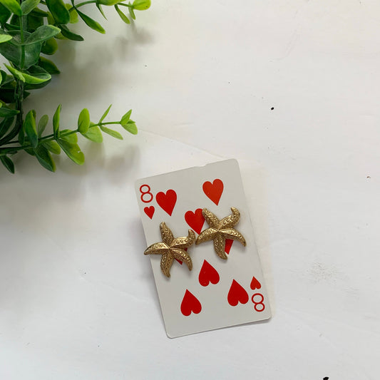 Vintage Gold Tone Starfish Earrings