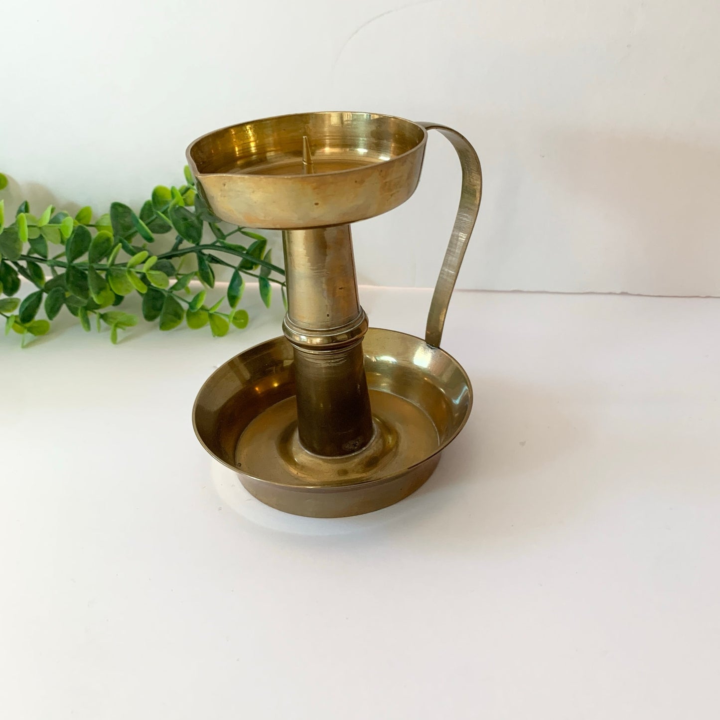 Vintage Brass Gold Candle Holder 6" with Handle