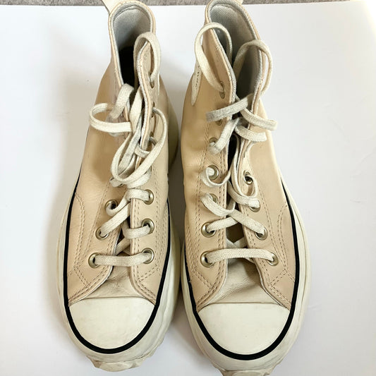Converse Run Star Hike Platform Cream Two Tone Leather Sneakers Size 7 Women's